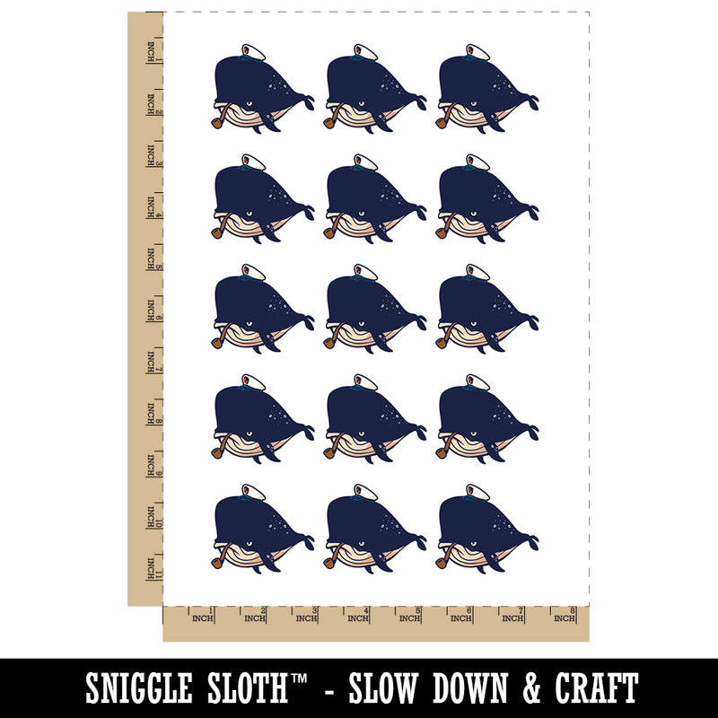 Captain Whale of the Salty Sea Temporary Tattoo Water Resistant Fake Body Art Set Collection (1 Sheet)