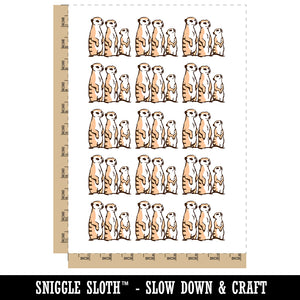 Curious Meerkat Family Temporary Tattoo Water Resistant Fake Body Art Set Collection (1 Sheet)