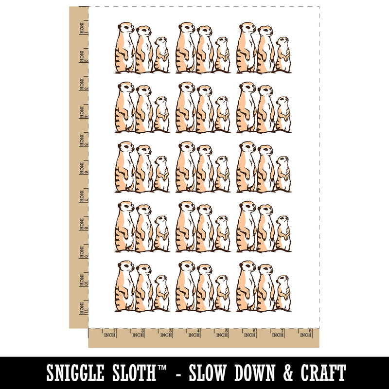 Curious Meerkat Family Temporary Tattoo Water Resistant Fake Body Art Set Collection (1 Sheet)