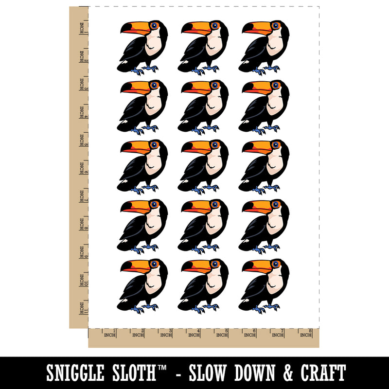 Curious Toco Toucan Bird Temporary Tattoo Water Resistant Fake Body Art Set Collection (1 Sheet)
