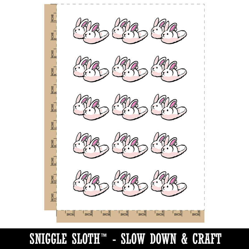 Cute and Fluffy Bunny Slippers Temporary Tattoo Water Resistant Fake Body Art Set Collection (1 Sheet)