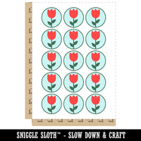 Tulip Flower in Circle Temporary Tattoo Water Resistant Fake Body Art Set Collection (1 Sheet)