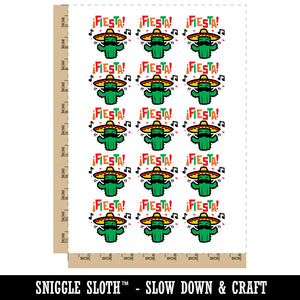Fiesta Party Cactus with Sombrero Temporary Tattoo Water Resistant Fake Body Art Set Collection (1 Sheet)
