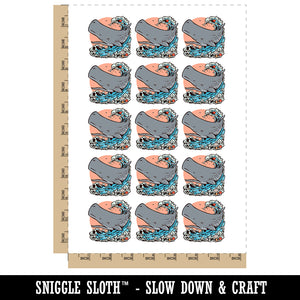 Sperm Whale on Ocean Waves Temporary Tattoo Water Resistant Fake Body Art Set Collection (1 Sheet)