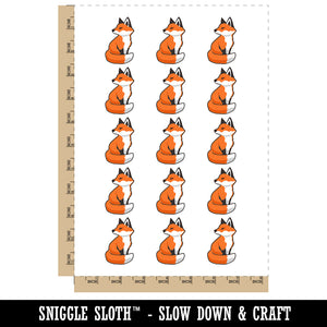 Curious Fox Sitting Looking Back Temporary Tattoo Water Resistant Fake Body Art Set Collection (1 Sheet)