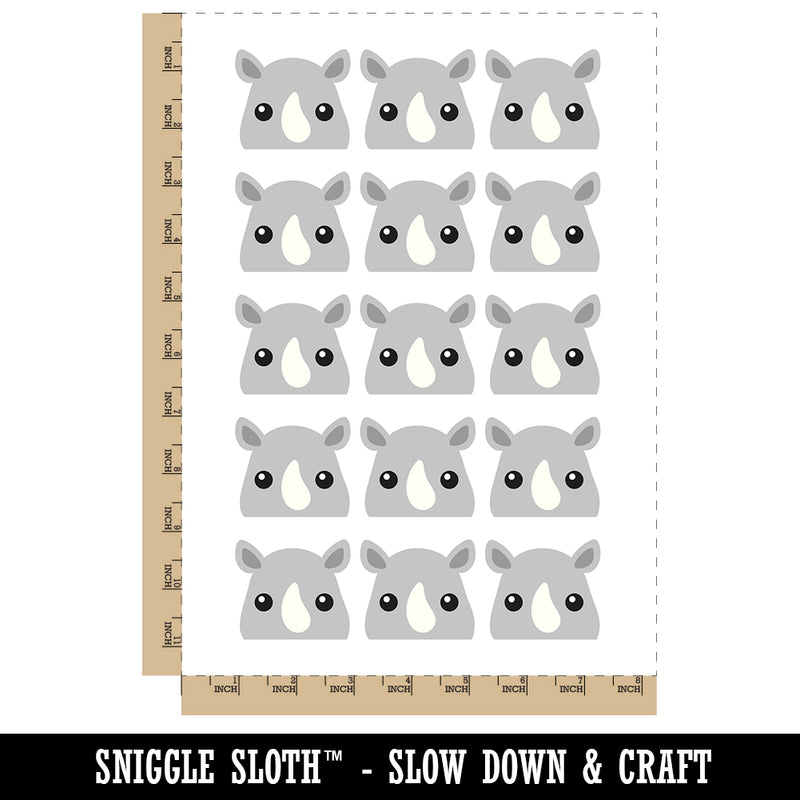 Peeking Rhino Temporary Tattoo Water Resistant Fake Body Art Set Collection (1 Sheet)