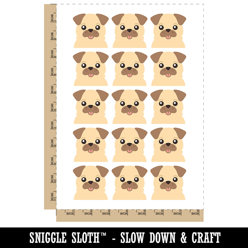 Peeking Pug Dog Temporary Tattoo Water Resistant Fake Body Art Set Collection (1 Sheet)