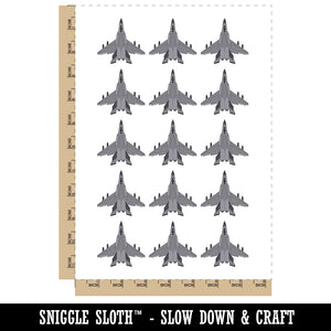 Fighter Jet War Plane Combat Vehicle with Missiles Temporary Tattoo Water Resistant Body Art Set Collection (1 Sheet)