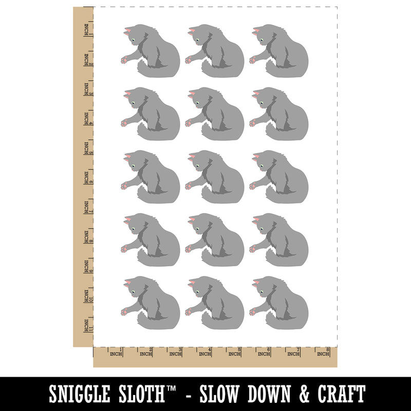 Fluffy Cat Kitten Hitting Something with Paw Claw Temporary Tattoo Water Resistant Body Art Set Collection (1 Sheet)