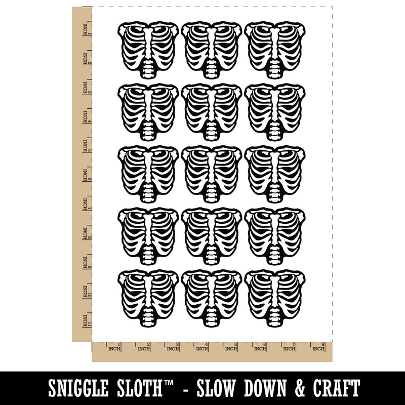 Human Ribcage Skeleton Bones Spooky Halloween Temporary Tattoo Water Resistant Fake Body Art Set Collection (1 Sheet)