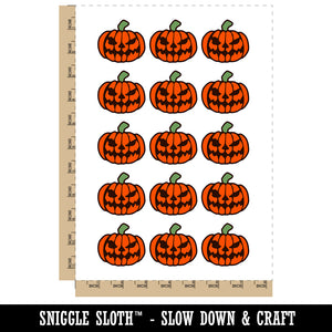 Spooky Halloween Jack o Lantern Pumpkin Temporary Tattoo Water Resistant Fake Body Art Set Collection (1 Sheet)