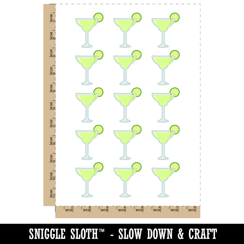 Margarita Cocktail with Lime Temporary Tattoo Water Resistant Fake Body Art Set Collection (1 Sheet)