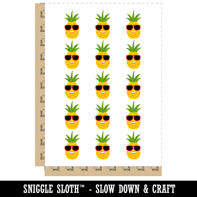 Pineapple with Sunglasses Temporary Tattoo Water Resistant Fake Body Art Set Collection (1 Sheet)