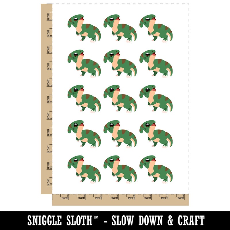 Chibi Parasaurolophus Dinosaur Temporary Tattoo Water Resistant Fake Body Art Set Collection (1 Sheet)