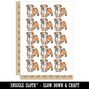 English Bulldog Standing Dog Temporary Tattoo Water Resistant Fake Body Art Set Collection (1 Sheet)