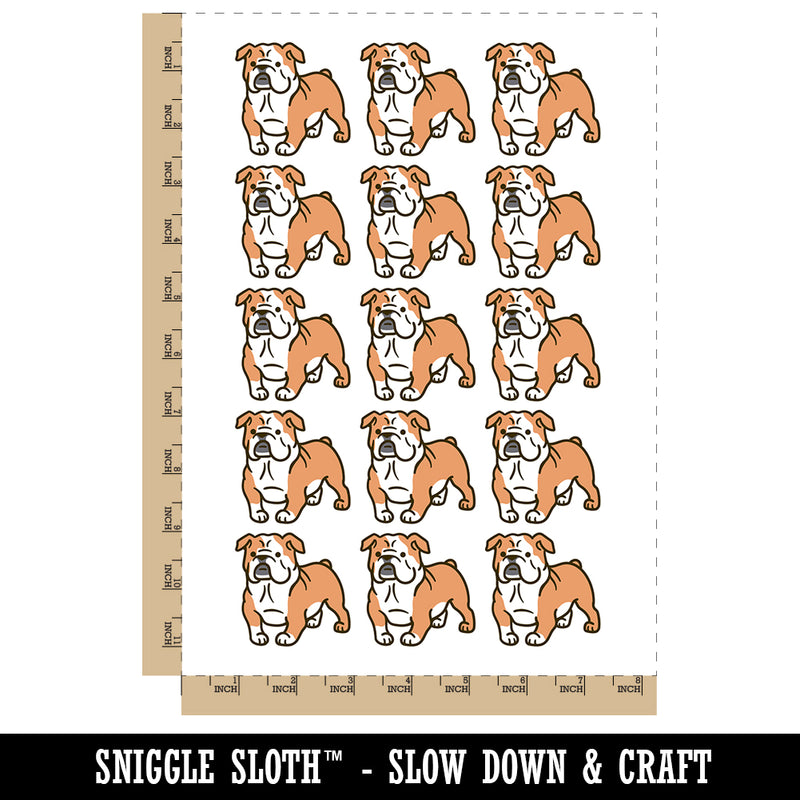 English Bulldog Standing Dog Temporary Tattoo Water Resistant Fake Body Art Set Collection (1 Sheet)