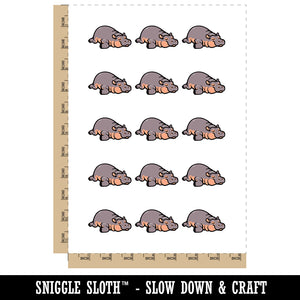 Lazy Hippo Hippopotamus Cute Temporary Tattoo Water Resistant Fake Body Art Set Collection (1 Sheet)