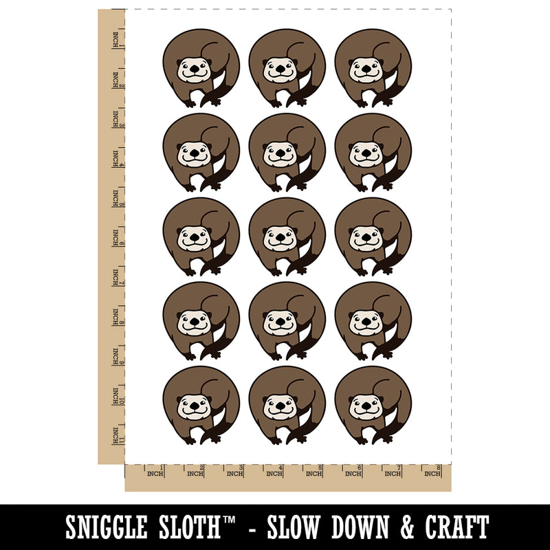 Mischievous River Otter Temporary Tattoo Water Resistant Fake Body Art Set Collection (1 Sheet)