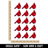 Puffy Cardinal Bird Temporary Tattoo Water Resistant Fake Body Art Set Collection (1 Sheet)