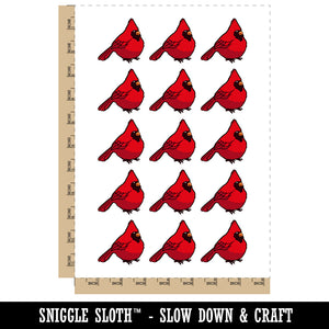 Puffy Cardinal Bird Temporary Tattoo Water Resistant Fake Body Art Set Collection (1 Sheet)