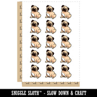 Pug Sitting Dog Temporary Tattoo Water Resistant Fake Body Art Set Collection (1 Sheet)