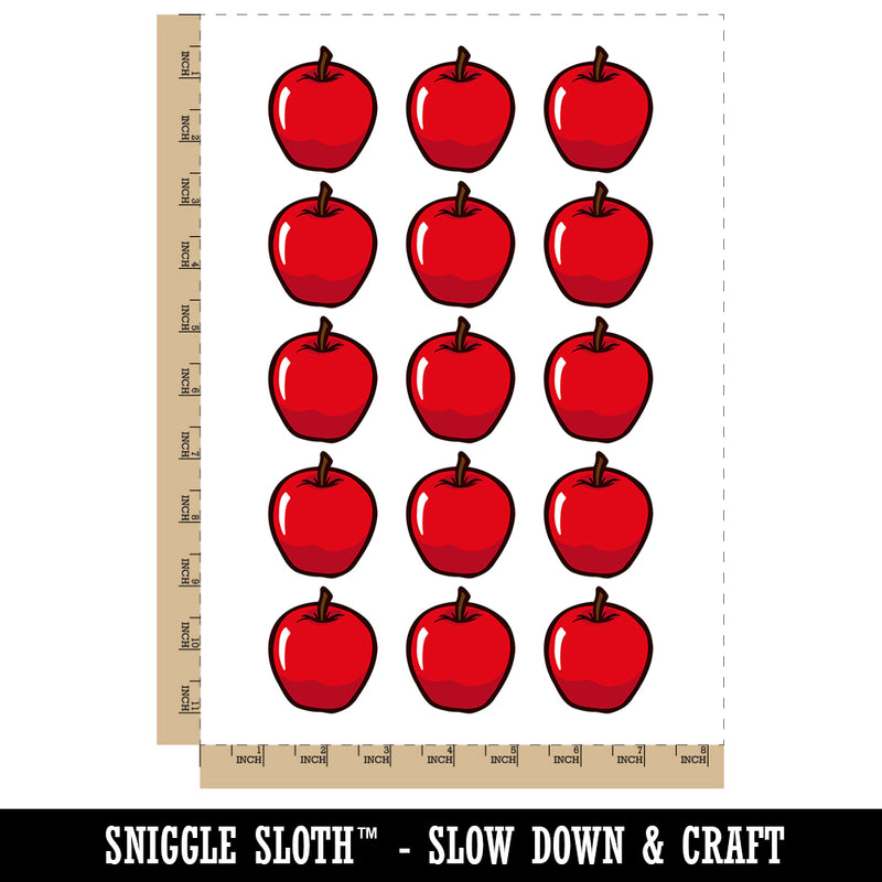 Juicy Apple Fruit Summer Harvest Teacher Temporary Tattoo Water Resistant Fake Body Art Set Collection (1 Sheet)