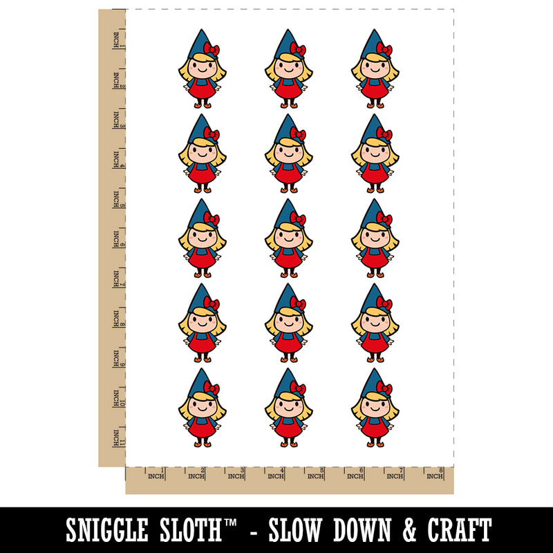 Cute Little Lady Gnome Temporary Tattoo Water Resistant Fake Body Art Set Collection (1 Sheet)