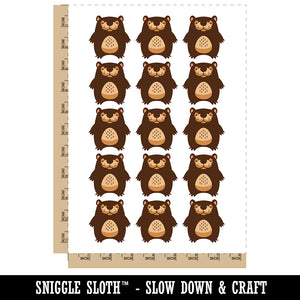 Cute Sleepy Baby Bear Temporary Tattoo Water Resistant Fake Body Art Set Collection (1 Sheet)