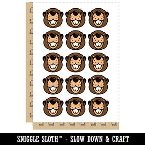 Cute Toothy Beaver Head Temporary Tattoo Water Resistant Fake Body Art Set Collection (1 Sheet)
