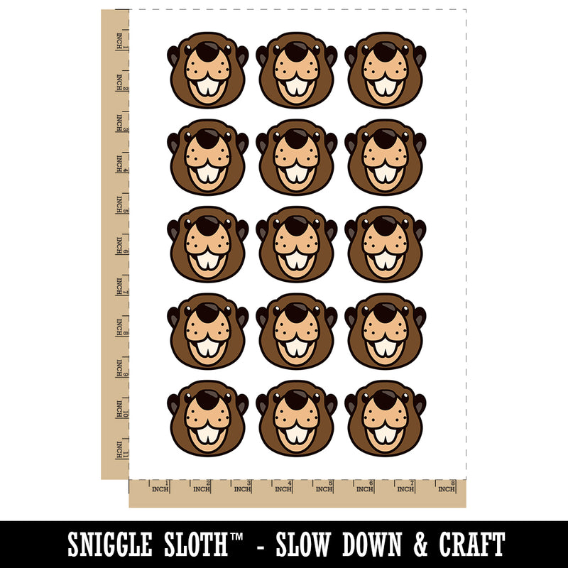 Cute Toothy Beaver Head Temporary Tattoo Water Resistant Fake Body Art Set Collection (1 Sheet)