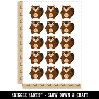 Kawaii Cute Beaver Buddy Temporary Tattoo Water Resistant Fake Body Art Set Collection (1 Sheet)