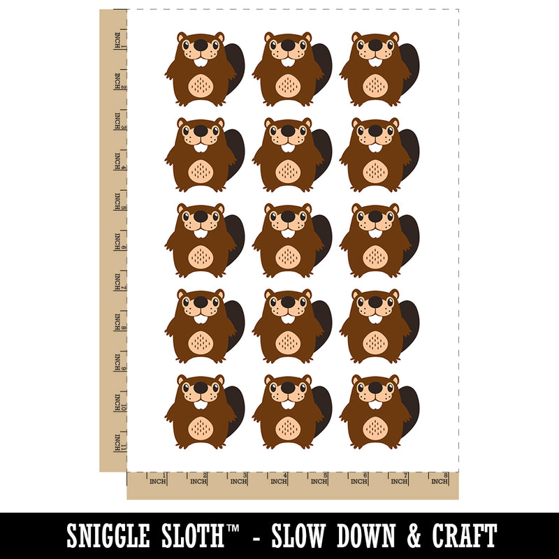 Kawaii Cute Beaver Buddy Temporary Tattoo Water Resistant Fake Body Art Set Collection (1 Sheet)