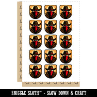 Masked Cowboy Bandit Highwayman with Hat and Bandana Temporary Tattoo Water Resistant Body Art Set Collection (1 Sheet)