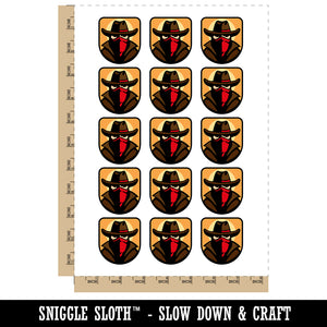 Masked Cowboy Bandit Highwayman with Hat and Bandana Temporary Tattoo Water Resistant Body Art Set Collection (1 Sheet)