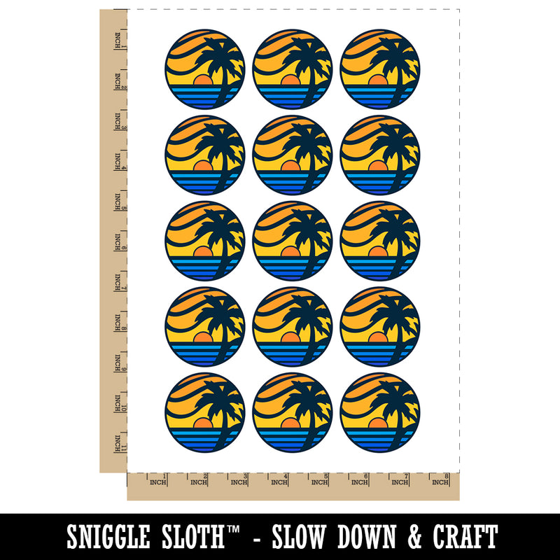 Beach Sunset Scene Tropical Ocean Temporary Tattoo Water Resistant Fake Body Art Set Collection (1 Sheet)