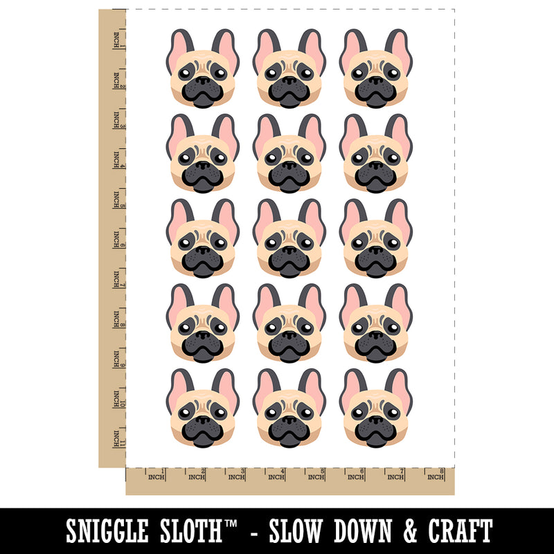 Happy French Bulldog Frenchie Dog Head Temporary Tattoo Water Resistant Fake Body Art Set Collection (1 Sheet)