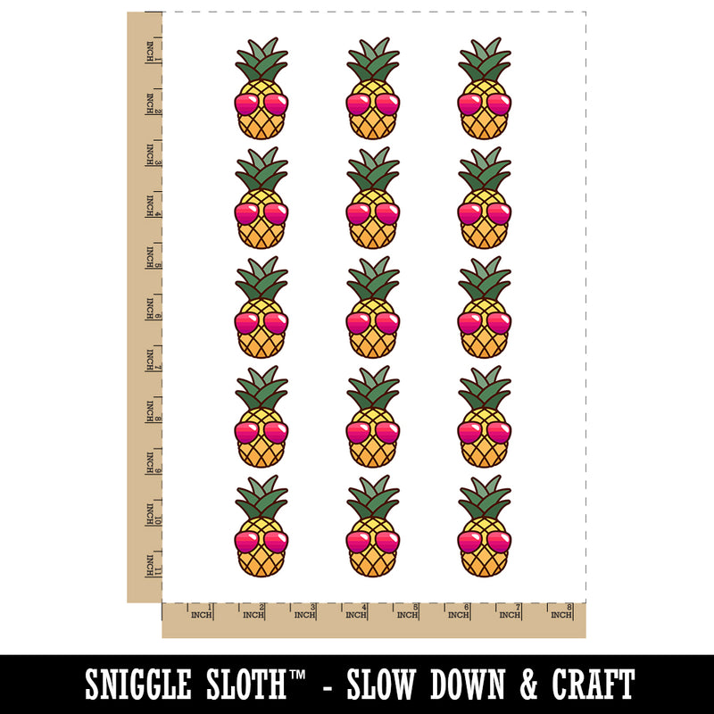 Pineapple Wearing Sunglasses Temporary Tattoo Water Resistant Fake Body Art Set Collection (1 Sheet)