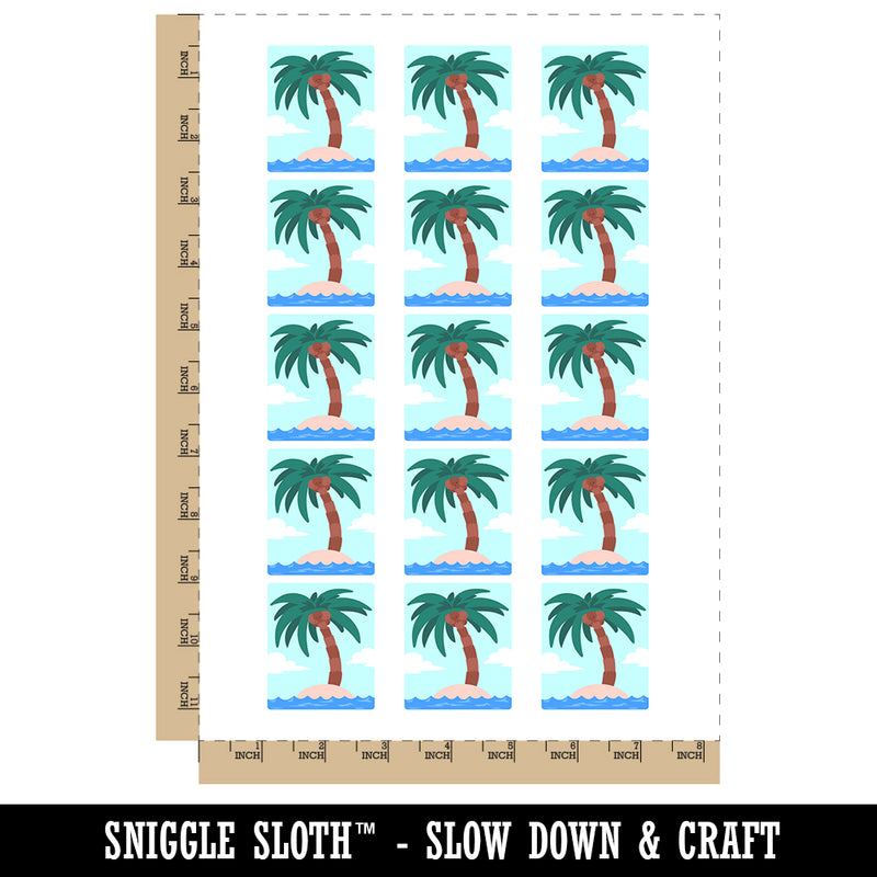 Palm Tree on Tropical Island Temporary Tattoo Water Resistant Fake Body Art Set Collection (1 Sheet)