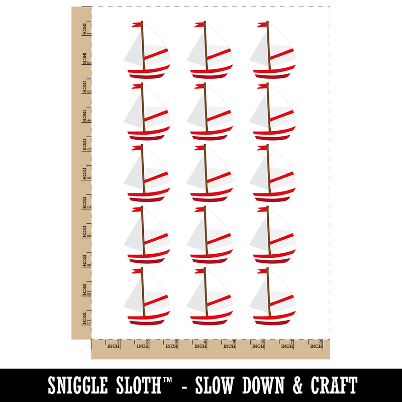 Summer Sailboat Sailing Temporary Tattoo Water Resistant Fake Body Art Set Collection (1 Sheet)