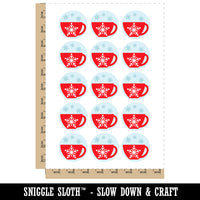 Tea Coffee Cup Snowflake Details Winter Temporary Tattoo Water Resistant Fake Body Art Set Collection (1 Sheet)