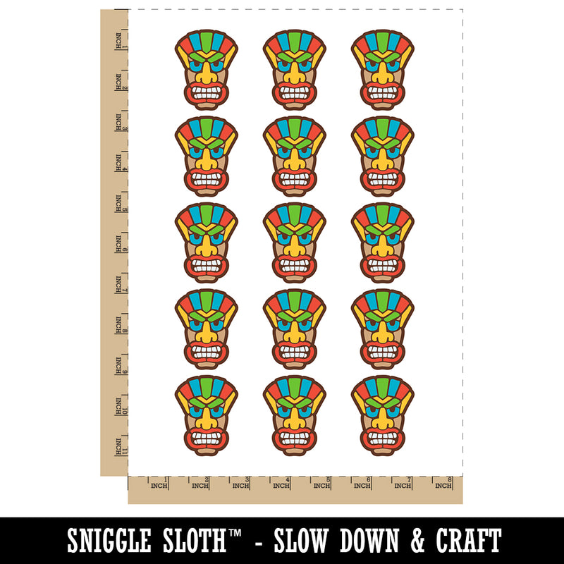 Tiki Mask Hawaii Luau Temporary Tattoo Water Resistant Fake Body Art Set Collection (1 Sheet)