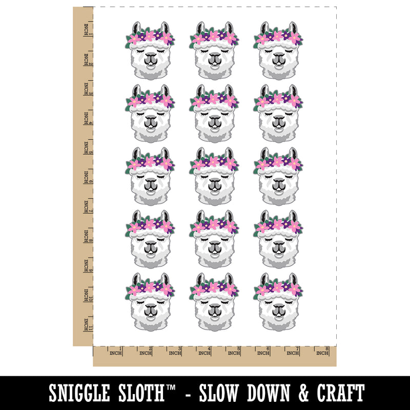 Flower Crown Llama Head Temporary Tattoo Water Resistant Fake Body Art Set Collection (1 Sheet)