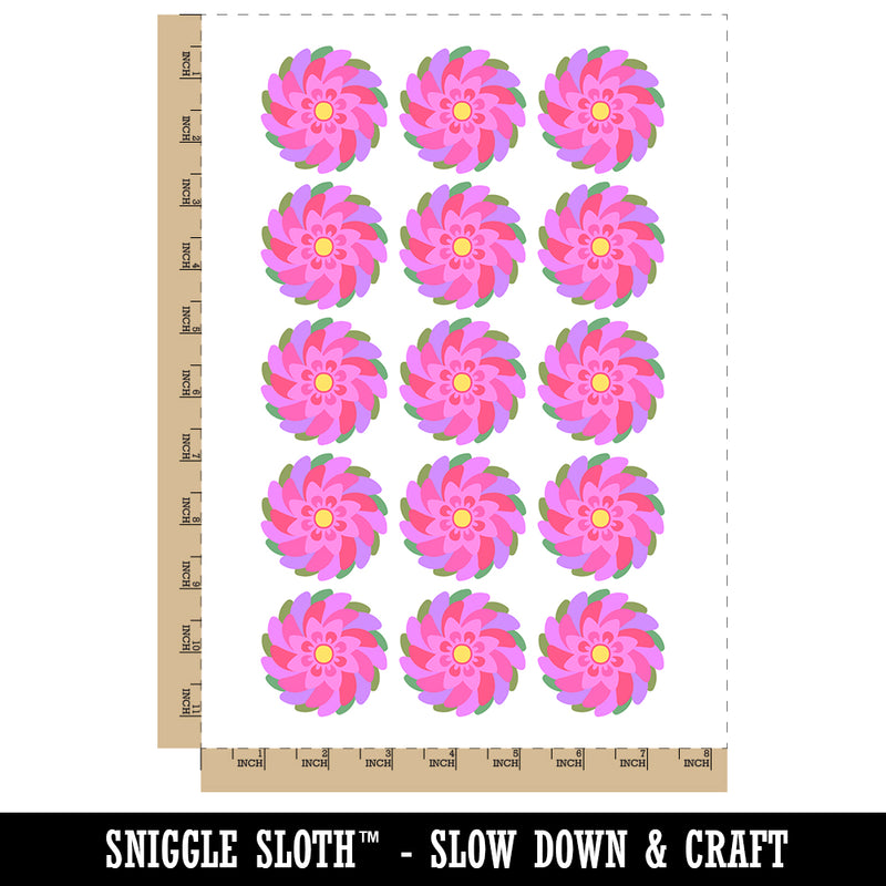 Swirling Geometrical Flower Temporary Tattoo Water Resistant Fake Body Art Set Collection (1 Sheet)