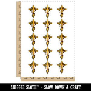 Brazen Serpent on Cross Good and Evil Temporary Tattoo Water Resistant Fake Body Art Set Collection (1 Sheet)