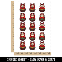 Cat Russian Nesting Doll Matroyshka Babushka Temporary Tattoo Water Resistant Fake Body Art Set Collection (1 Sheet)