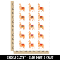 Fancy Llama with Geometric Blanket and Tassels Temporary Tattoo Water Resistant Fake Body Art Set Collection (1 Sheet)