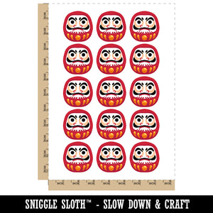 Japanese Daruma Doll Zen Buddhism Bodhidharma Temporary Tattoo Water Resistant Fake Body Art Set Collection (1 Sheet)