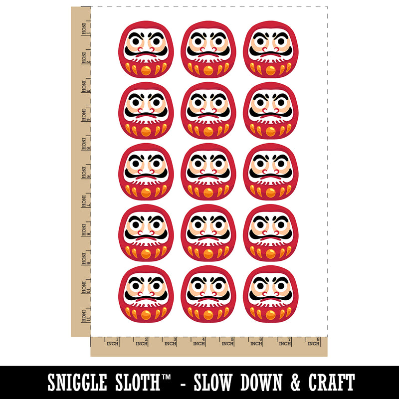 Japanese Daruma Doll Zen Buddhism Bodhidharma Temporary Tattoo Water Resistant Fake Body Art Set Collection (1 Sheet)