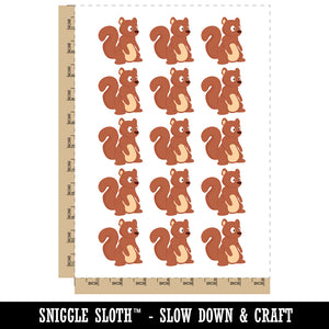 Sitting Squirrel Cartoon Critter Temporary Tattoo Water Resistant Fake Body Art Set Collection (1 Sheet)