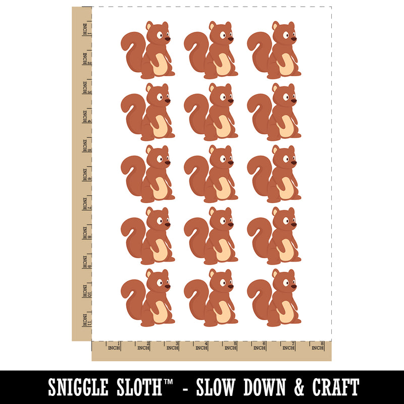 Sitting Squirrel Cartoon Critter Temporary Tattoo Water Resistant Fake Body Art Set Collection (1 Sheet)